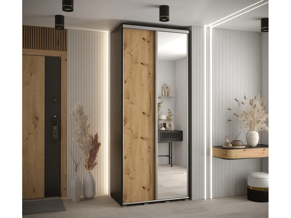 ARMARIO Habitarluz 3 DE PUERTAS CORREDERAS 235.2/120/60 2 puertas (Negro/Artisan/Plata) AVWW13524