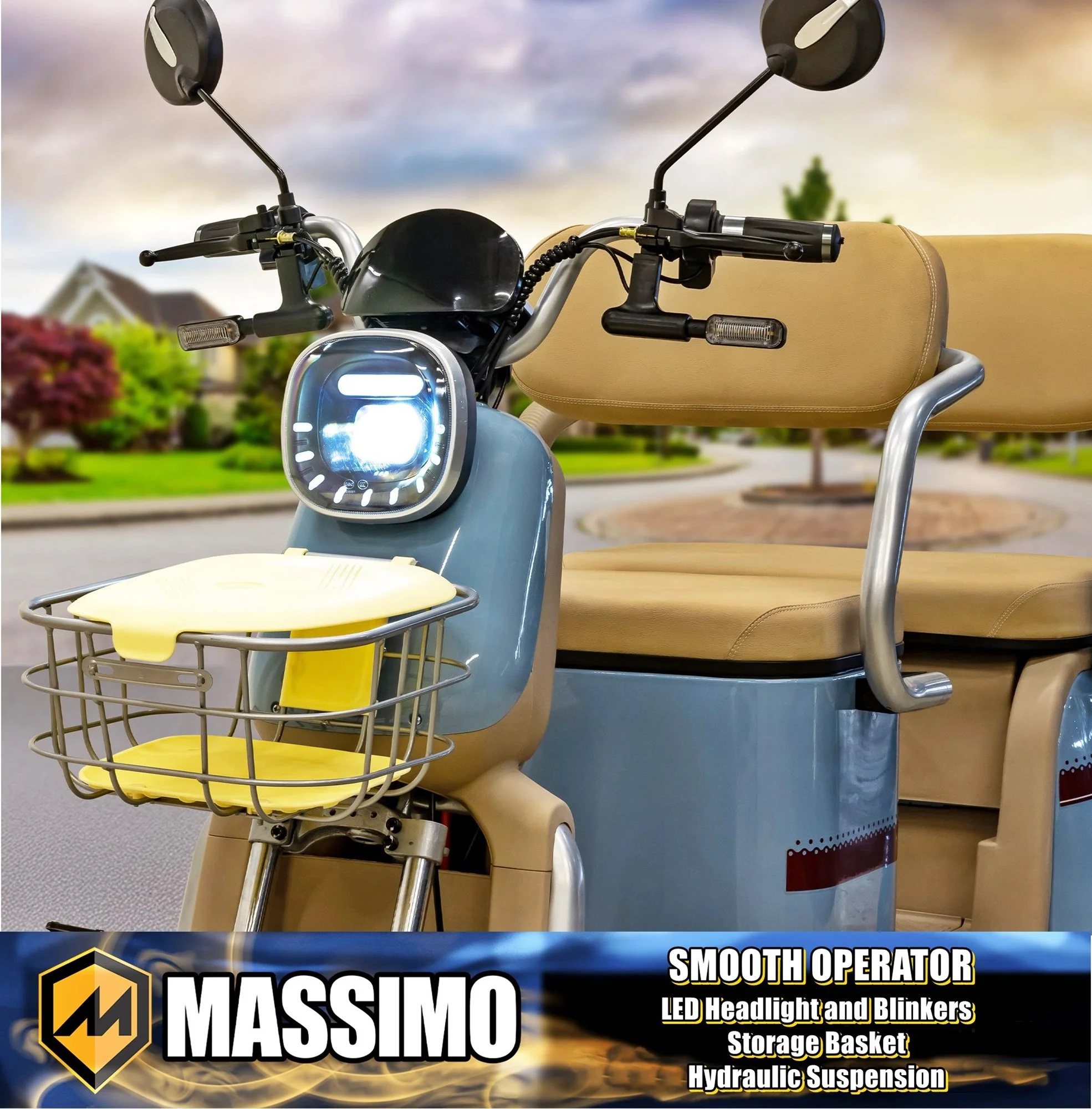 Massimo MGC E-Trike 3-Wheel Electric Cart – 17 MPH, 2-Seater Adult Scooter – Blue - Image 6