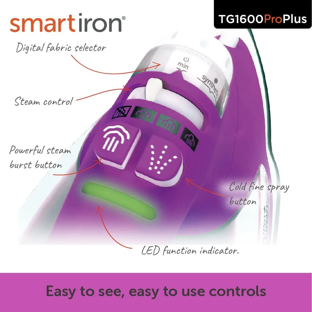 Oliso TG1600 Pro Plus 1800 Watt SmartIron with Auto Lift - for Clothes, Sewing, Quilting and Crafting Ironing | Diamond Ceramic-Flow Soleplate Steam Iron, Yellow - Image 12