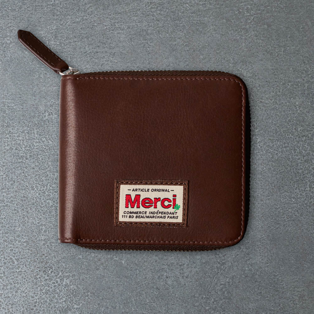 Merci - Porte Feuille Zip - Chocolat