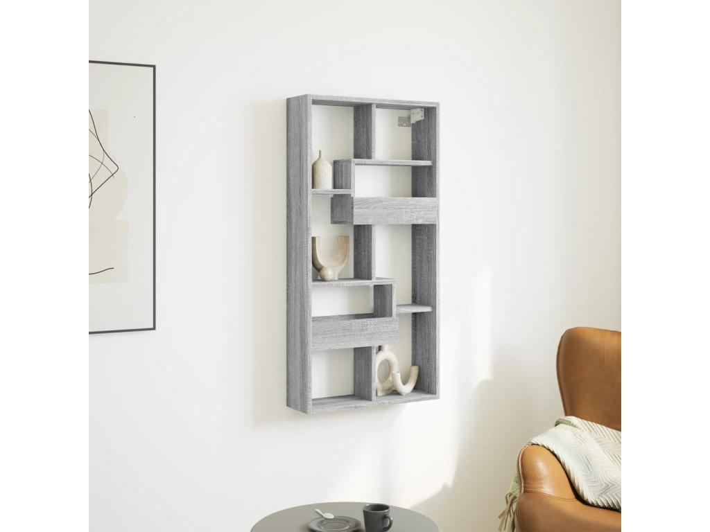 Armario de pared madera de ingeniería gris Nestleano 50x15x100 cm