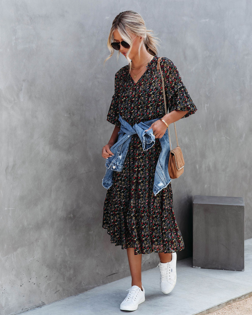 Sweetie Dear Floral Puff Sleeve Midi Dress - Se7enfashion