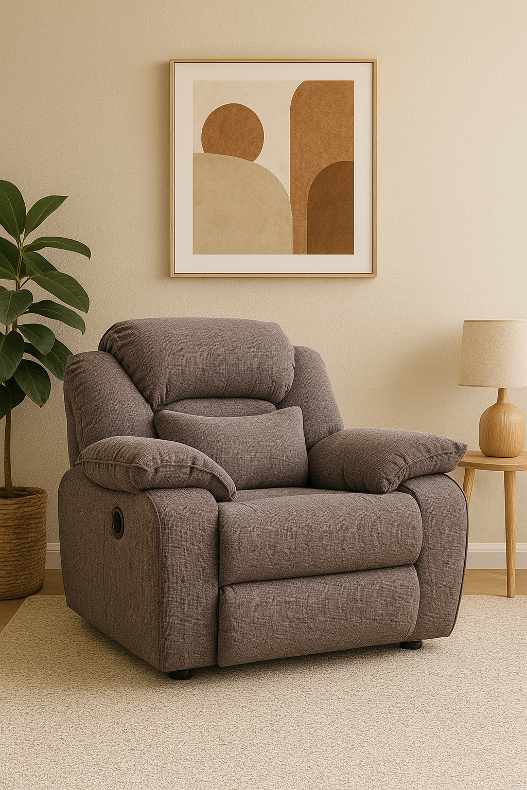 Sillón Reclinable Tapizado en Tela con Reposapiés Manual