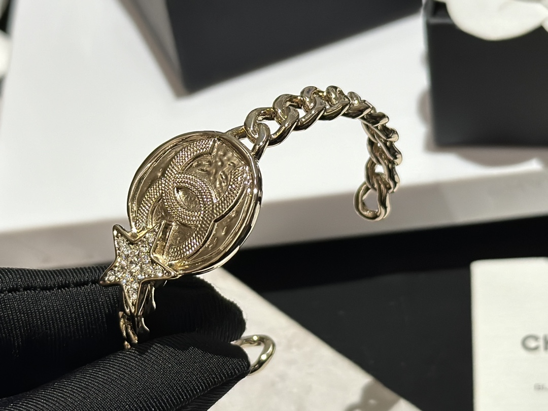 Chanel Light Gold CC Brooch Bracelet Bangle Earrings Necklace - Original Replica Club