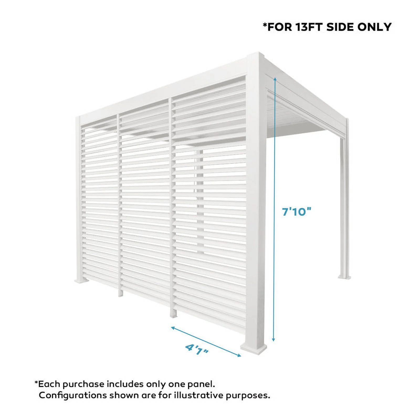 Mirador 10'x10' 111S Outdoor Pergola Accessories-Aluminum Fixed Shutter Wall, Dark Gray - Image 10