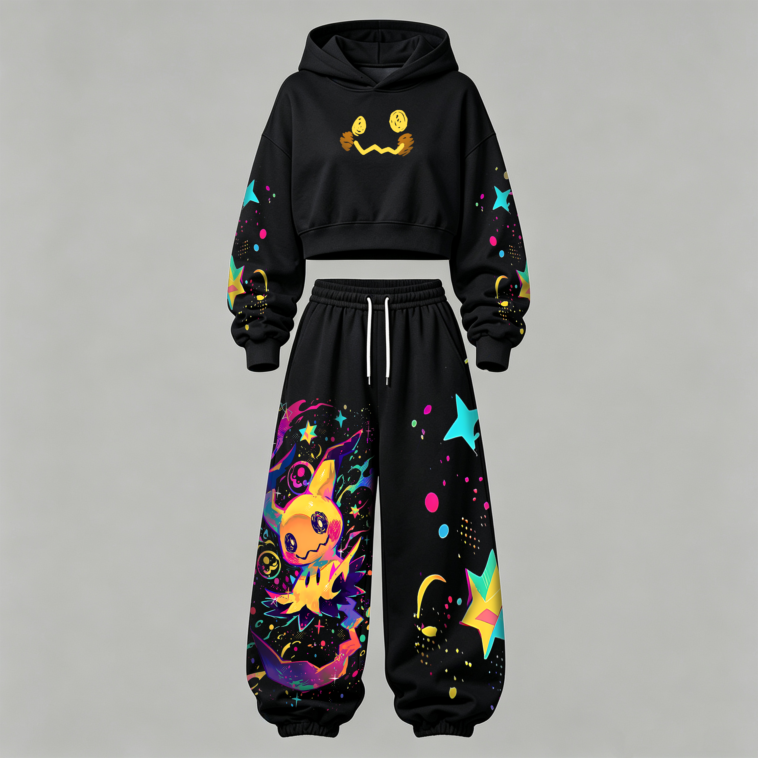 Pokémon Halloween Series Cropped Long Sleeve Hoodie & High Waist Jogger Pants Two Piece TeeThreads Sustain the Scene with Custom Apparel