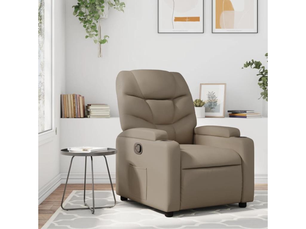 Sillón reclinable de cuero sintético color capuchino