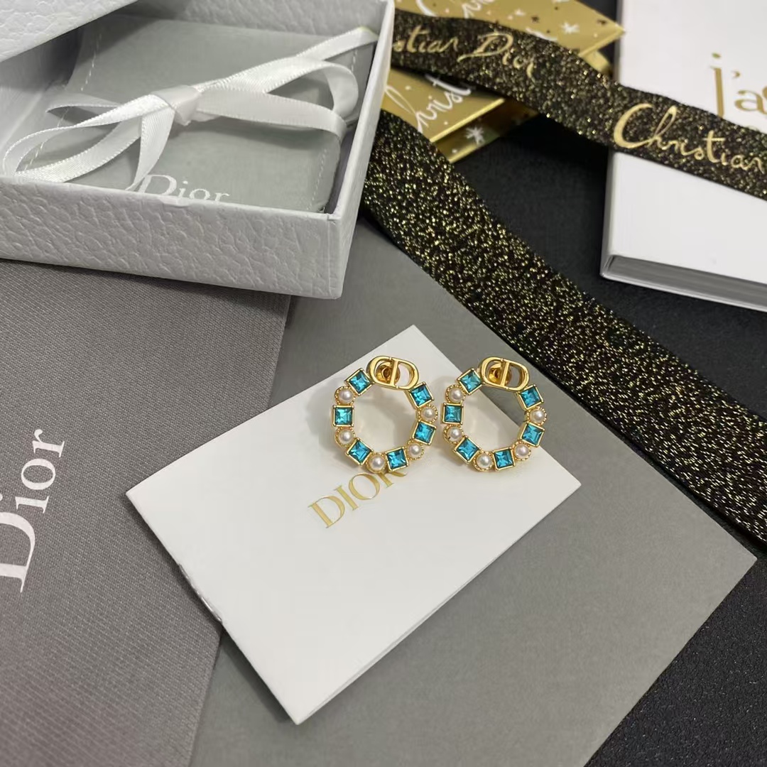 Dior Color Gem Rhinestone Earrings - Original Replica Club