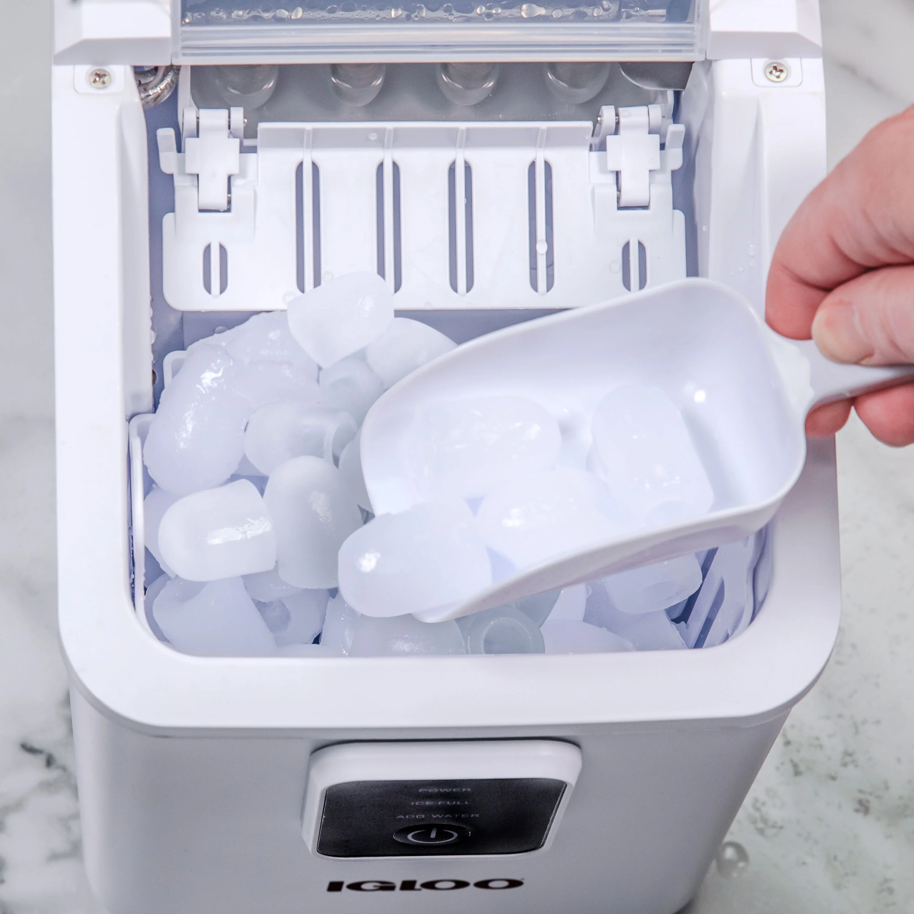 Igloo Self-Cleaning Countertop Ice Maker - Compact and Portable - Creates 26 lbs. Per Day, 8 Pieces Ready Every 7-8 Minutes - Includes Ice Scoop and Basket - Aqua - Image 16