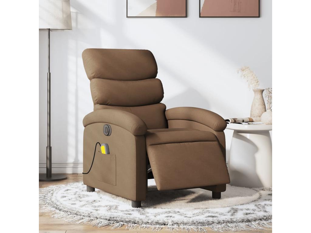 Sillón reclinable de masaje eléctrico tela marrón