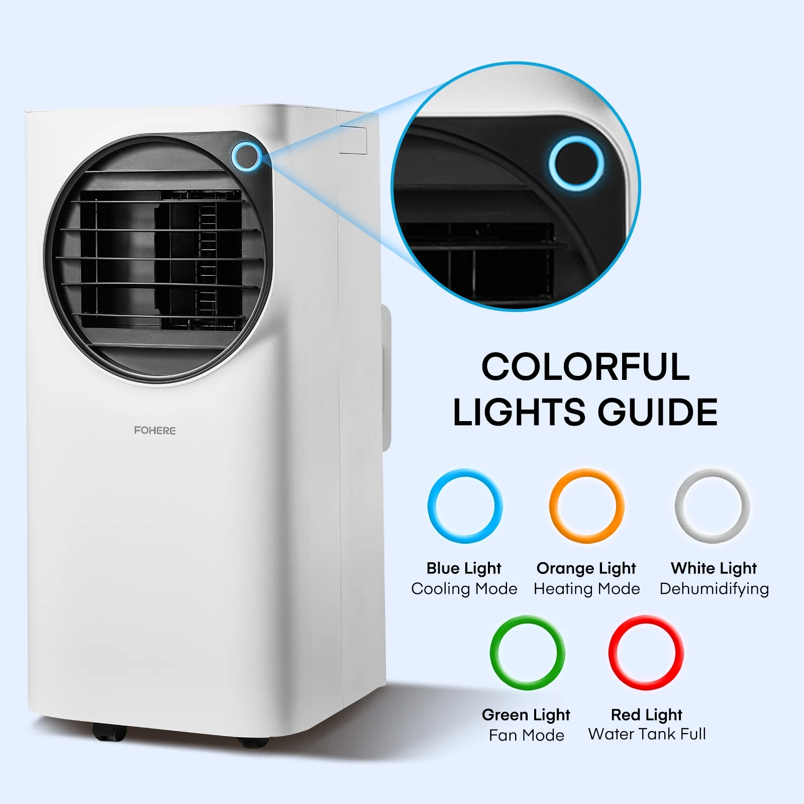 FOHERE 12000 BTU Portable Air Conditioner for Room Cooling and Heating, Covers up to 550 Sq. Ft, 4 IN 1 All Season AC Portable Air Conditioner with Remote Control and Window Kit, White - Image 4