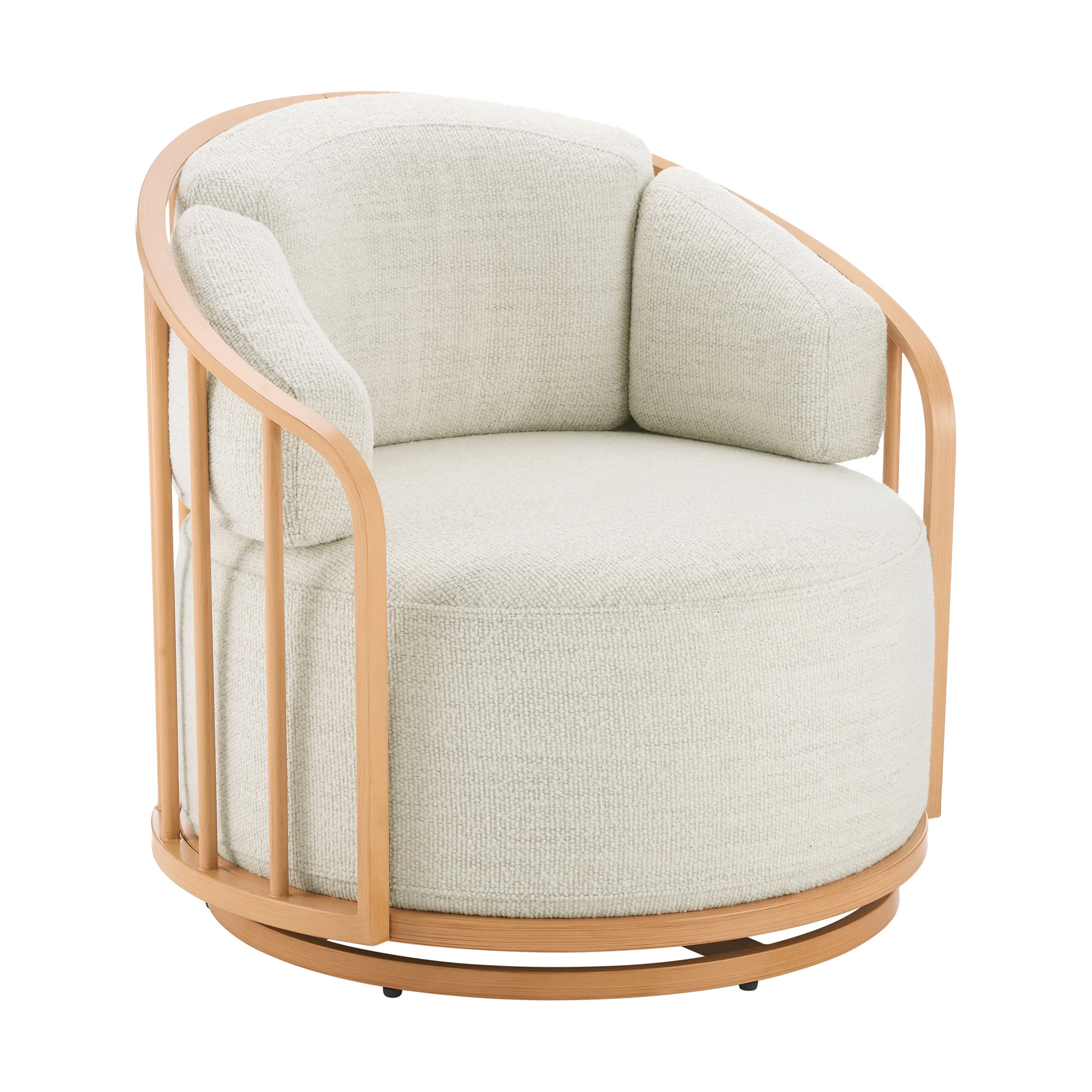 Better Homes & Gardens Lillian Swivel Birdcage Accent Chair, Cream Linen - Image 25