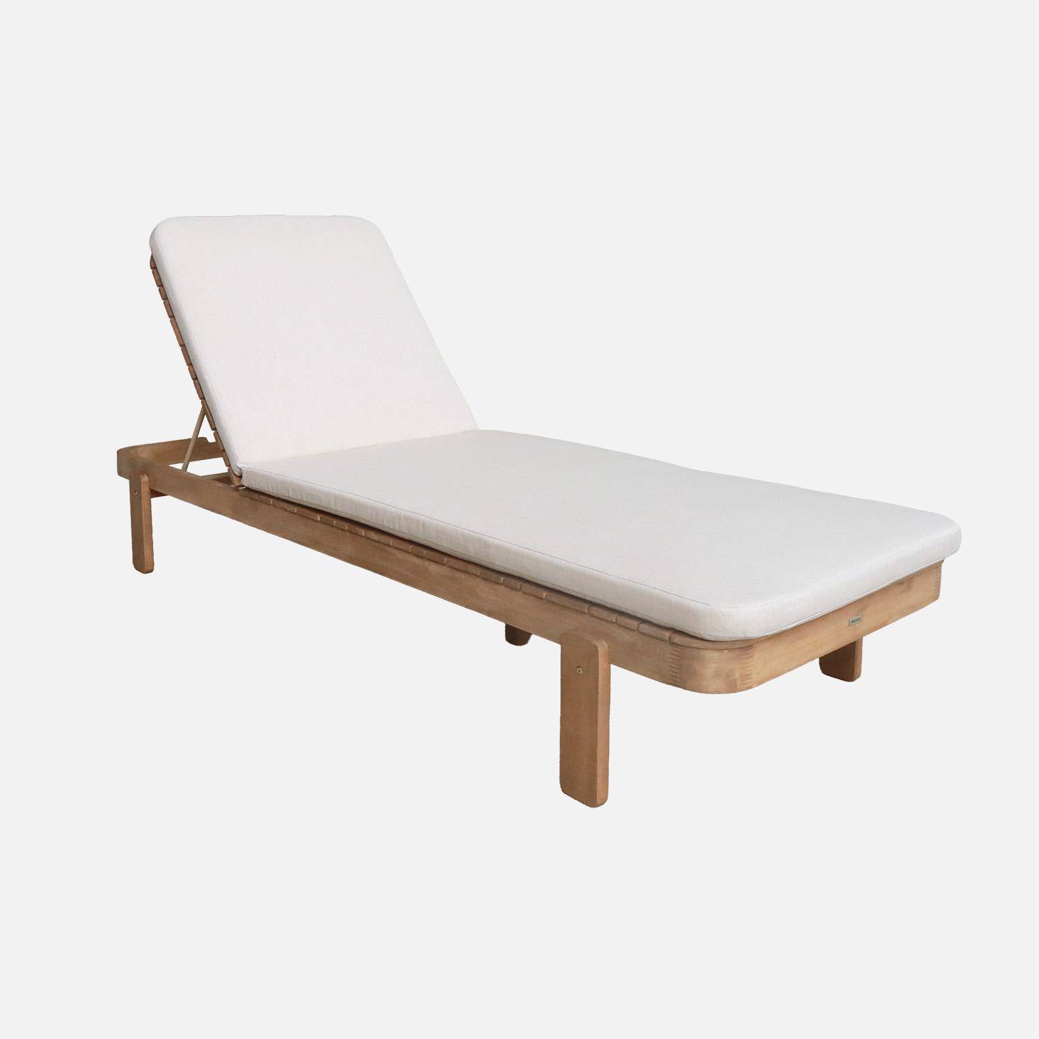 Zenya - Tumbona de madera de acacia multiposición con cojín