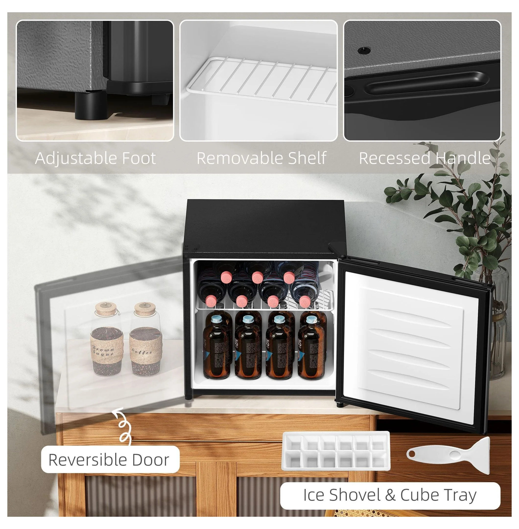 Mini Upright Freezer 1.1 Cu.Ft - Compact Silver Freezer, Removable Shelves, Low Noise, Adjustable Temperature - Ideal for Apartments, Dorms, Offices - Image 6
