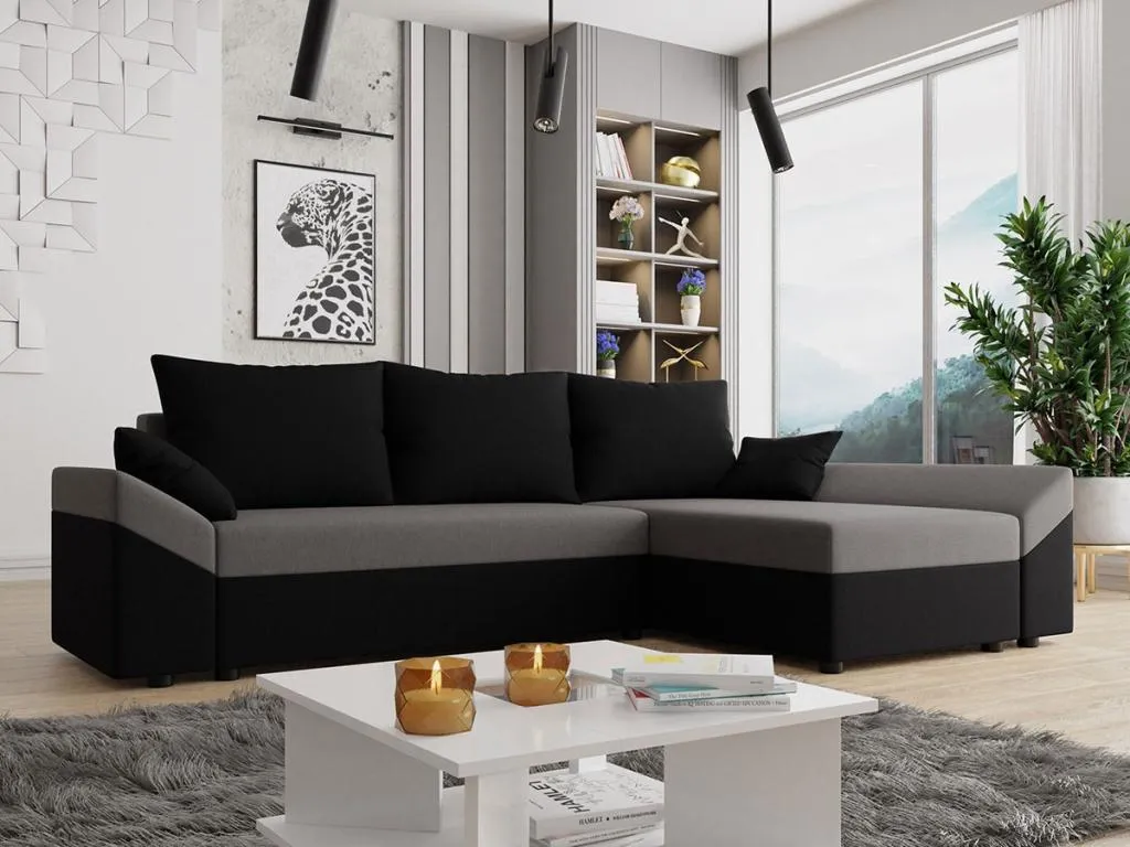 Sofá rinconero Hogarve 104 Negro Función de descanso Caja de ropa de cama 240x140cm nhox69677