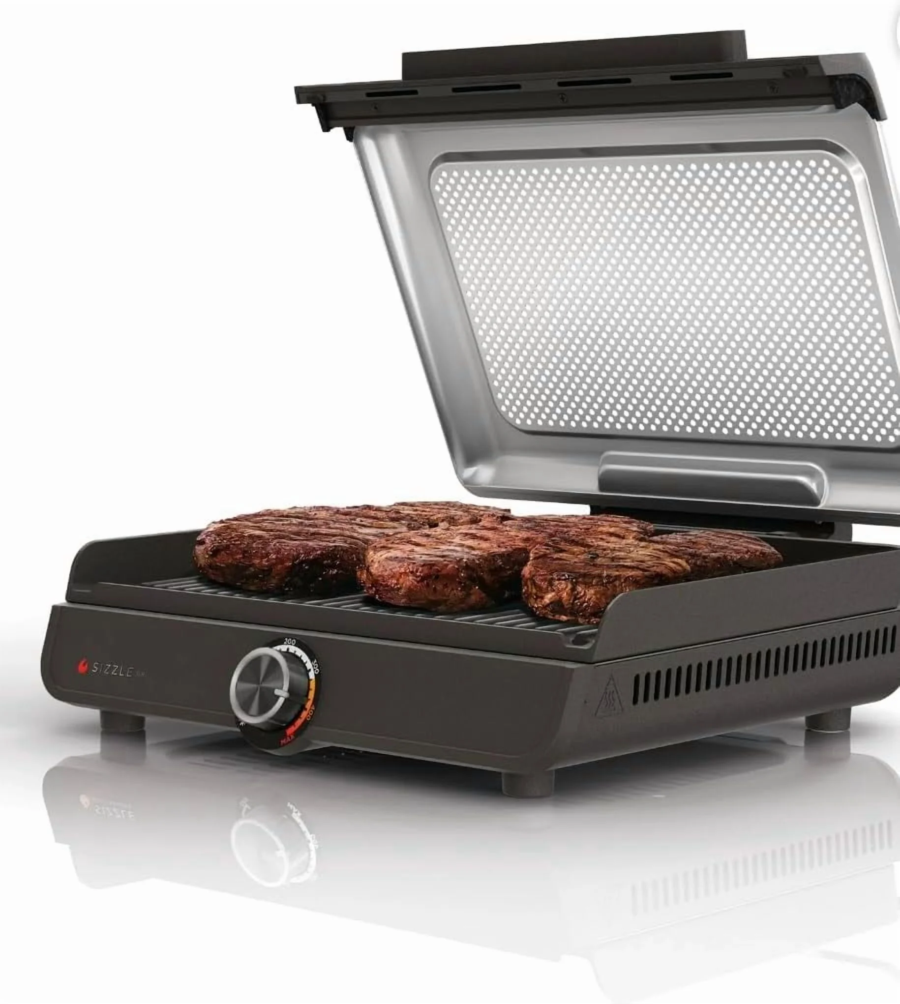 Ninja Sizzle Indoor Grill, 500-F High Heat Kitchen Grill with Nonstick 14 Inch Plate, Low-Smoke Technology, Edge-to-Edge Heating, Family-Sized Capacity, Countertop Cooking Tool (GR100) - Image 9
