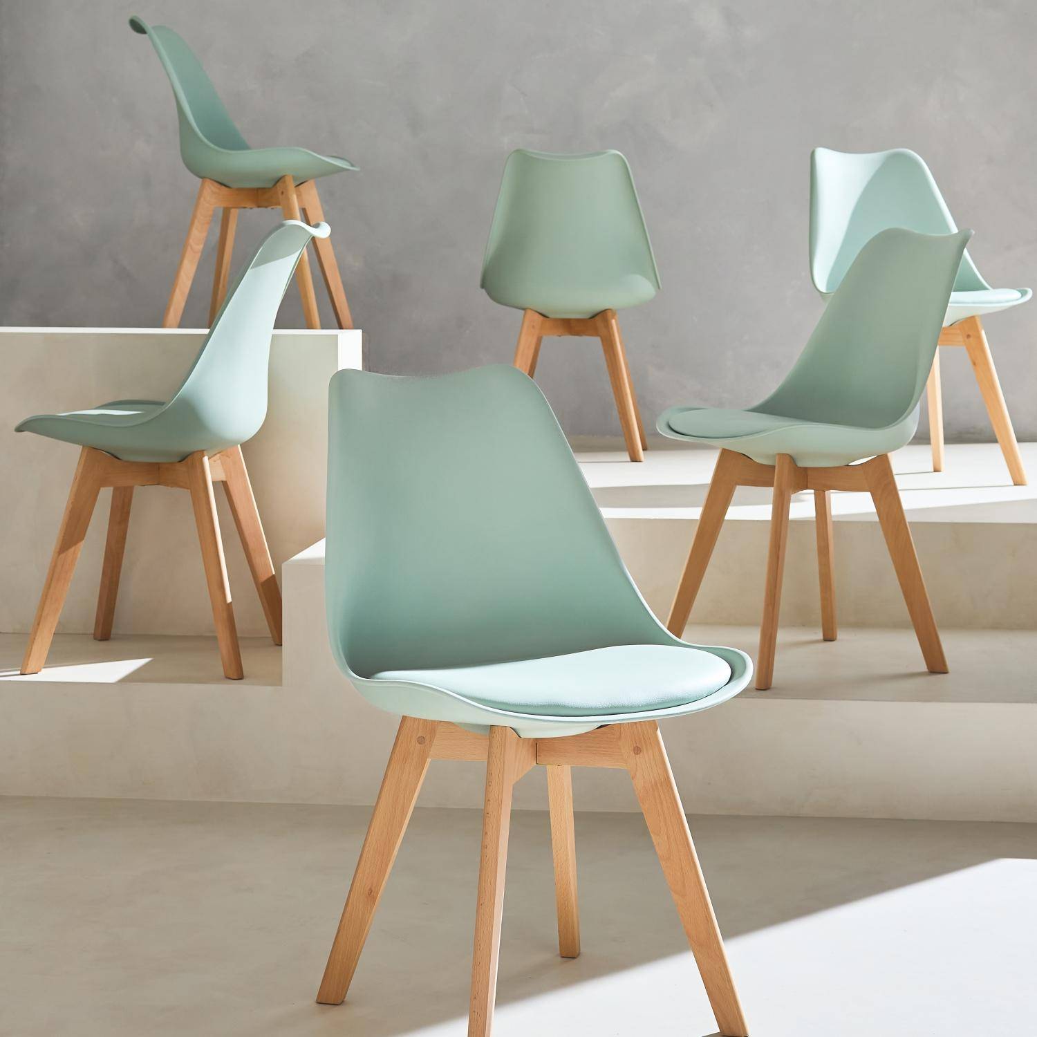 Nils - Silla escandinava con patas de madera de haya, set de 6