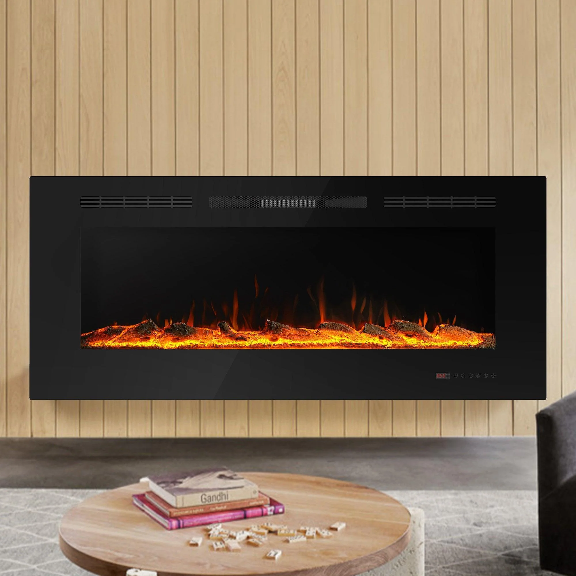 WAYFAIR Wall Electric Fireplace With Remote Control And Touch Screen In 13 Flame Colors And Base Lights