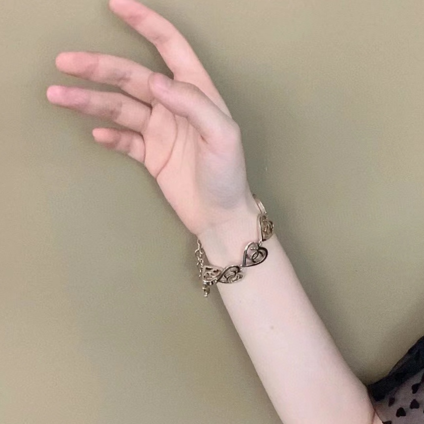 Chanel Hollow Heart Bracelet Earrings Ring Leather Necklace - Original Replica Club
