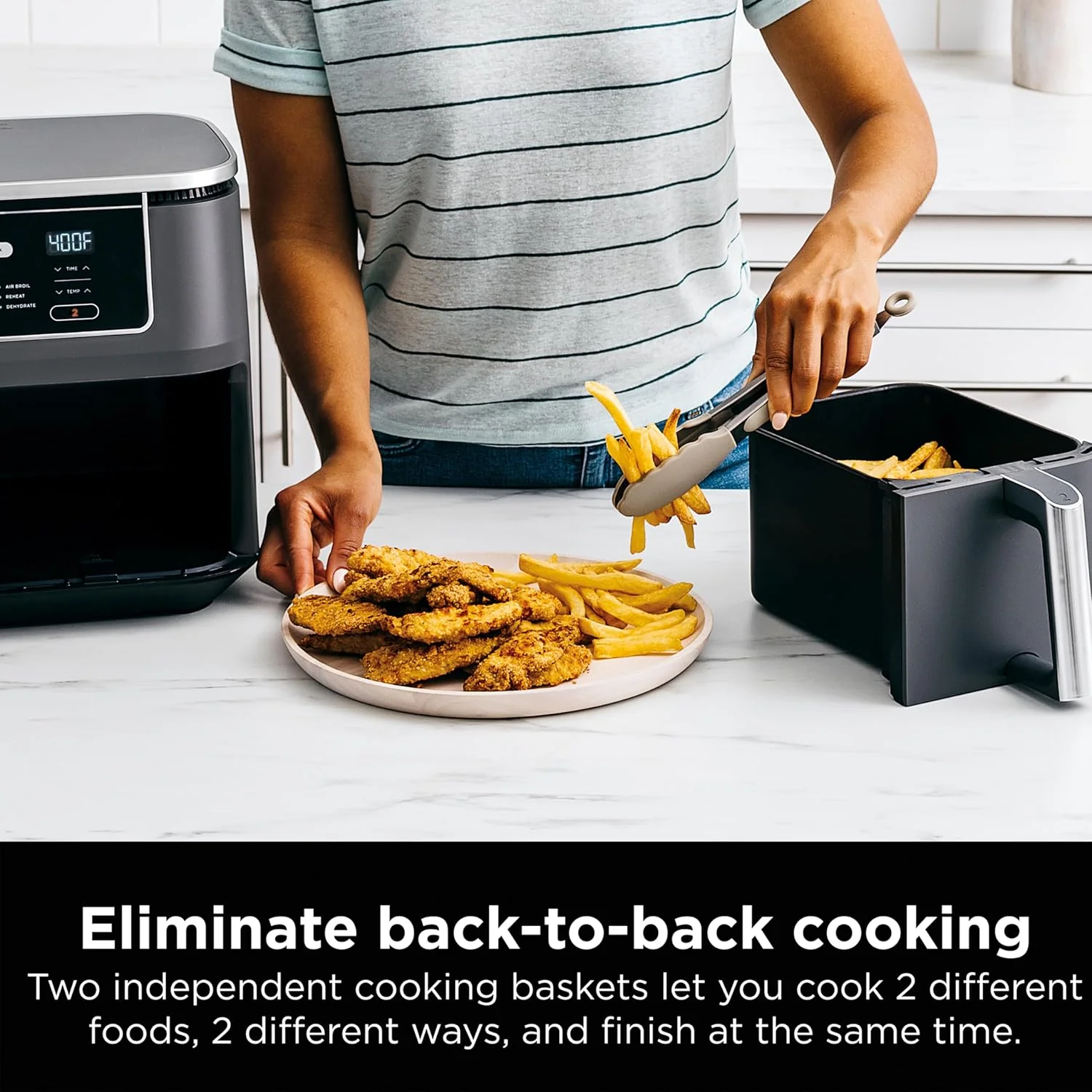 Ninja Foodi 6-in-1 FlexBasket Air Fryer with 7-Quart MegaZone and Basket Divider