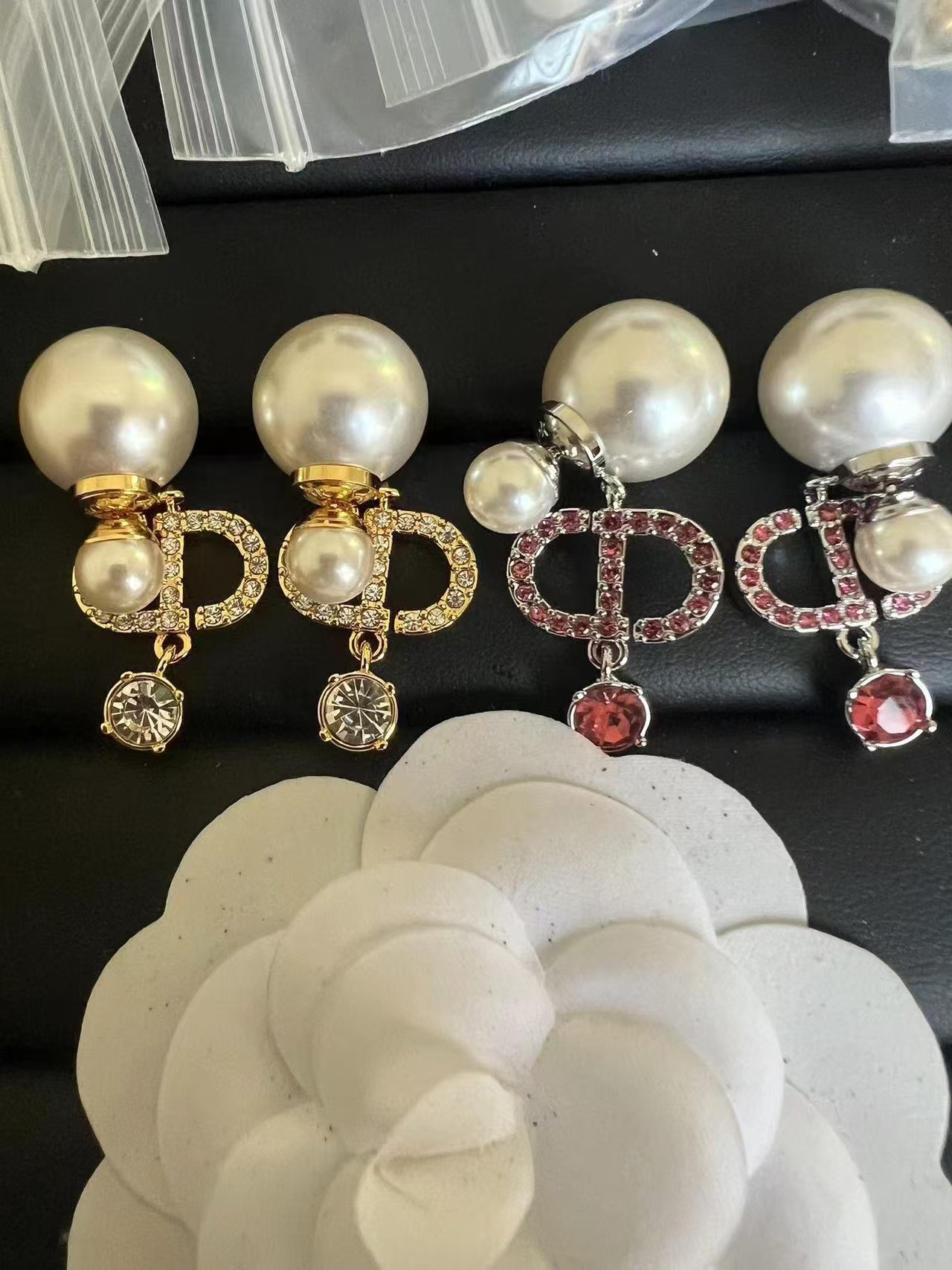 Dior Diamond CD Drop Pearl Earrings - Original Replica Club