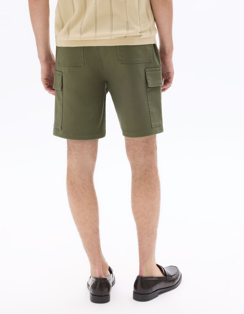 Stretch Cotton Cargo Shorts - Beige