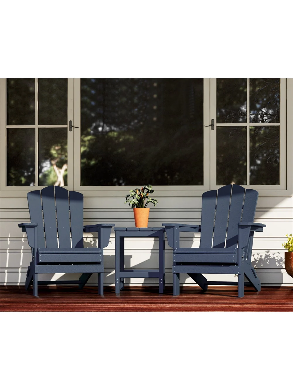 VOUA Folding Adirondack Chair Resin Outdoor Patio Furniture, Blue - Image 7
