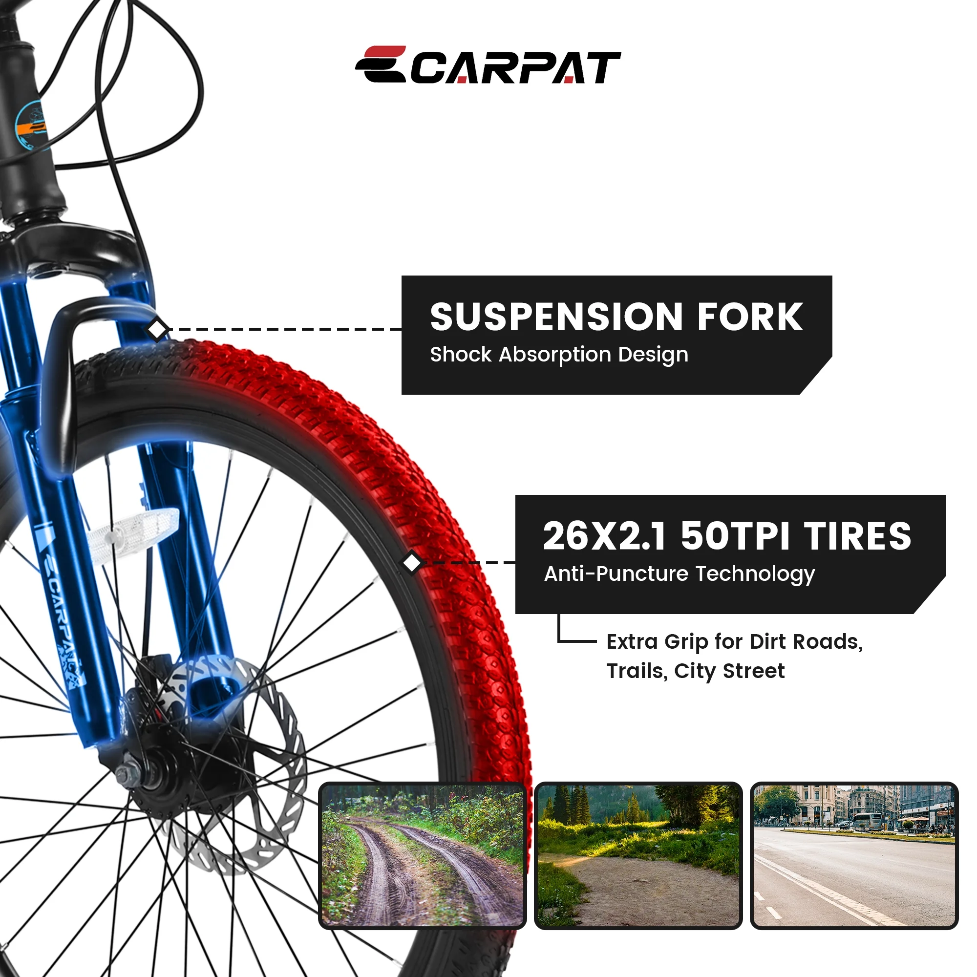 26 inch Mountain Bike for Men, Adult Mountain Bike with Shimano 21 Speed & Disc Brakes, Black Orange - Image 9