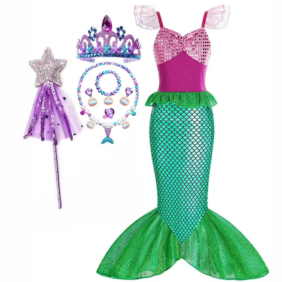 Halloween Costumes Girls Mermaid Dress Costume - Image 11 Halloween Costumes Girls Mermaid Dress Costume - Image 11
