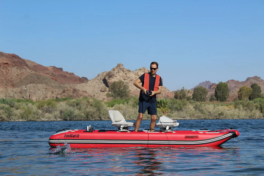 Sea Eagle FastCat12 Inflatable Catamaran Boat Deluxe Package - Image 2