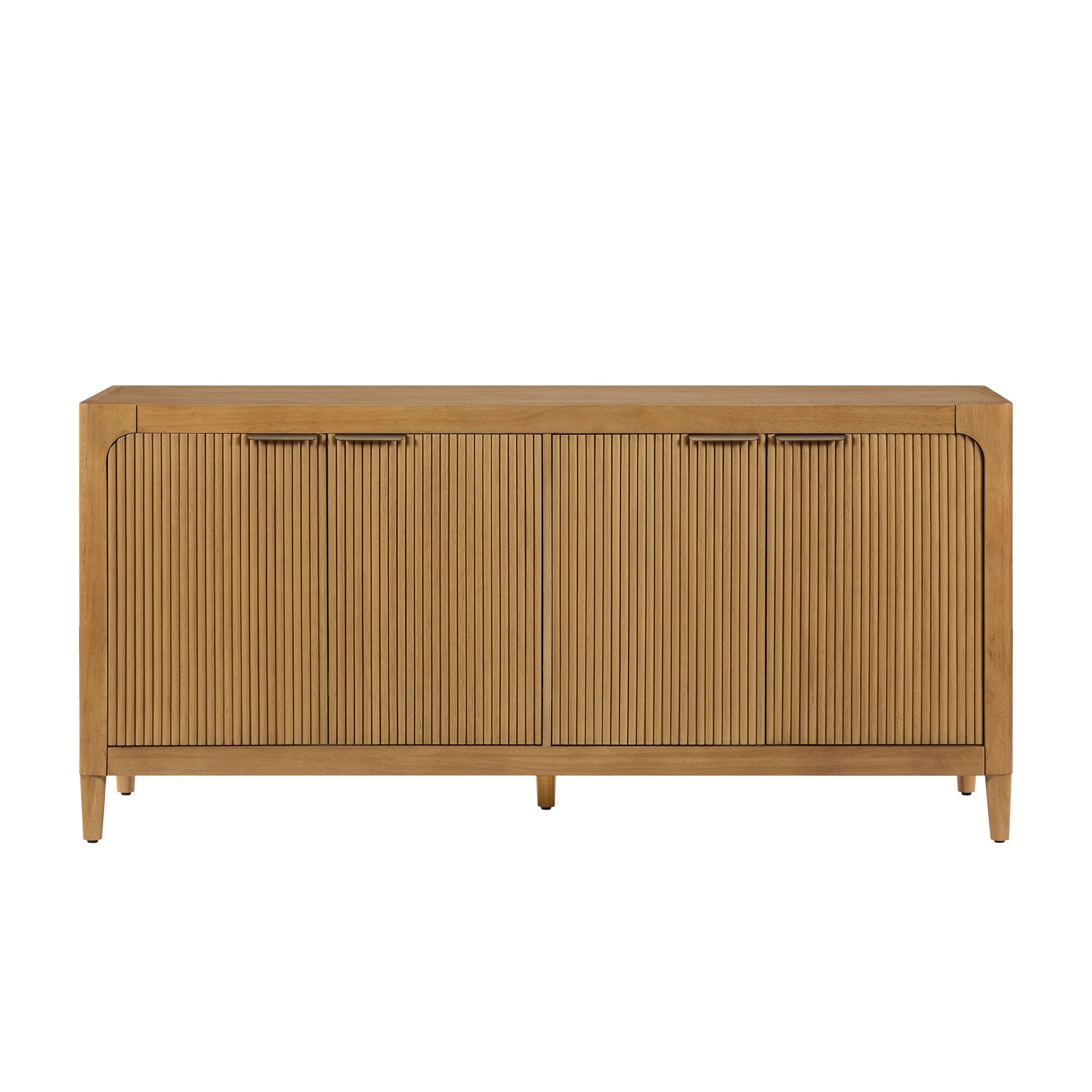 My Texas House Linden Fluted Buffet Cabinet Sideboard with Adjustable Shelves, Warm Brown - Image 9