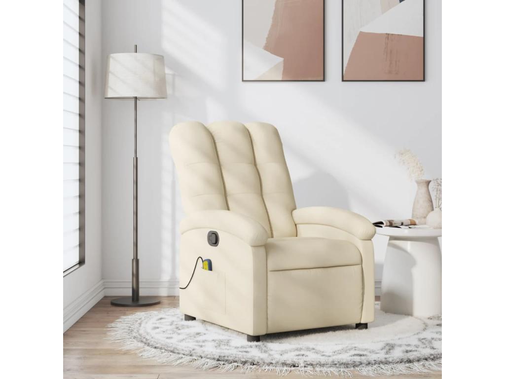 Sillón de masaje reclinable de tela crema