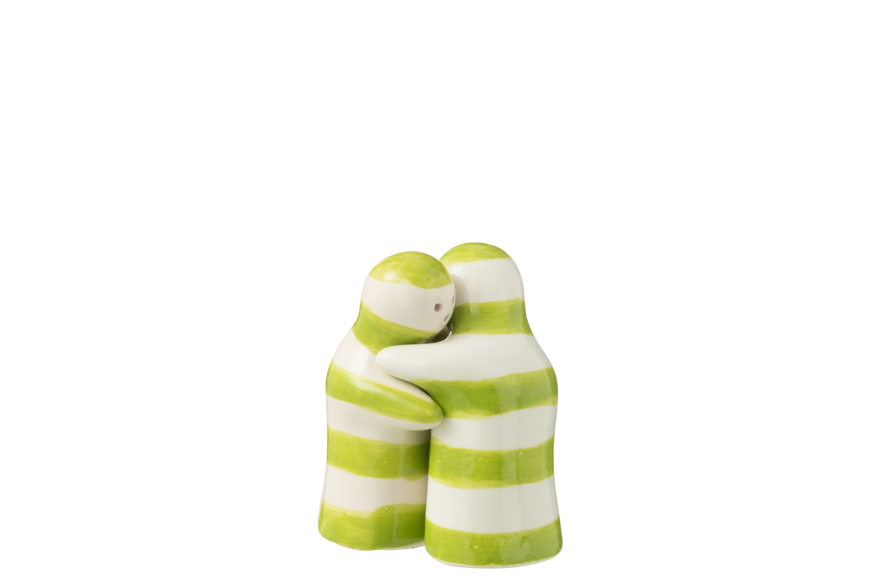 J-Line peper- & zoutstellen Granada Stripes - keramiek - wit groen