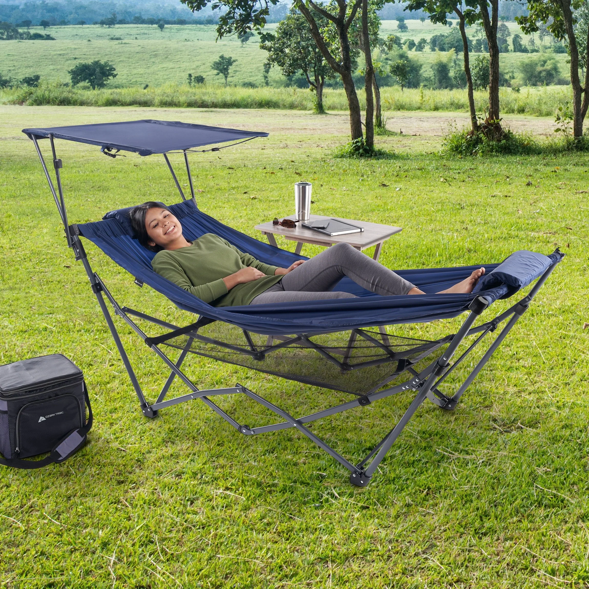 Ozark Trail Hammock with Canopy, 32"W x 72" L , Blue - Image 2