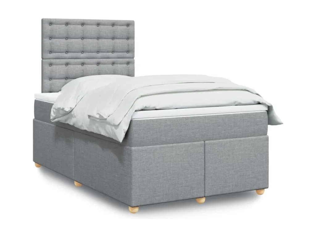 Cama box spring con colchón tela gris claro 120x190 cm htd3521241