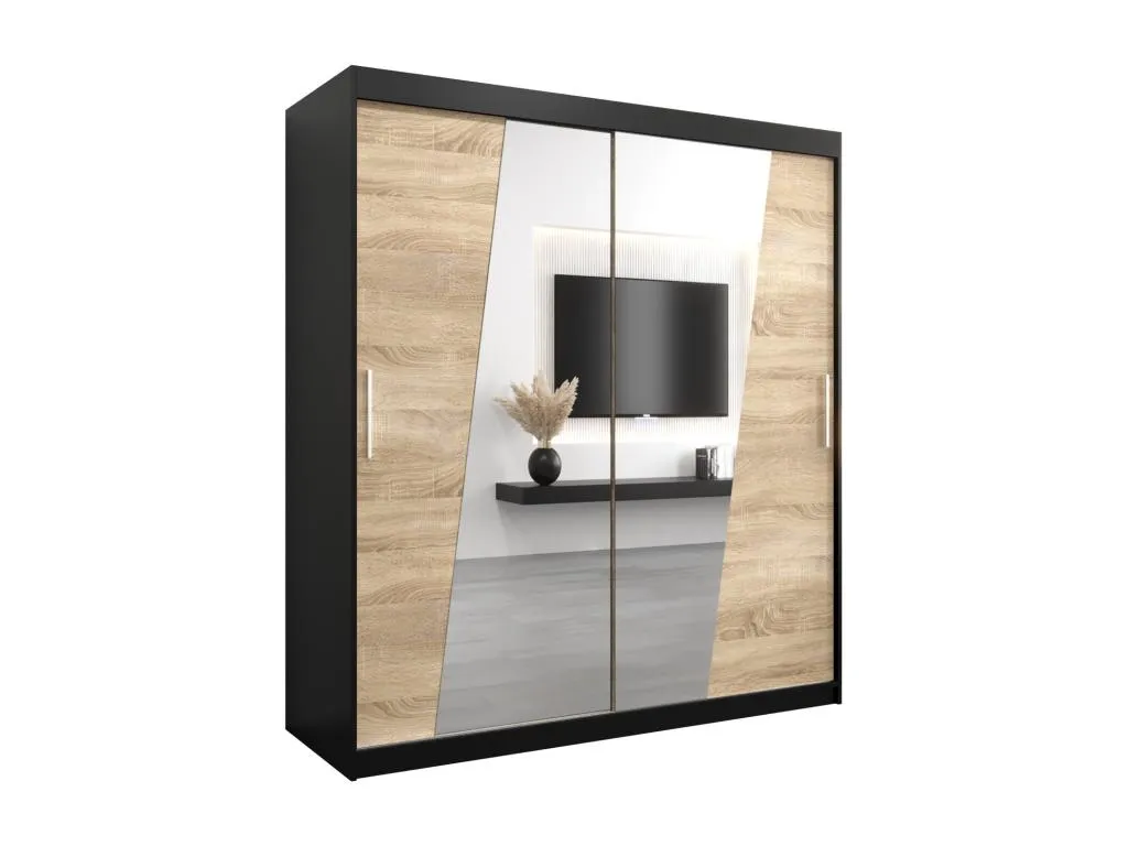 Armario Rhomb de puertas correderas 200/180/62 2 puertas (negro/Boverdeco)