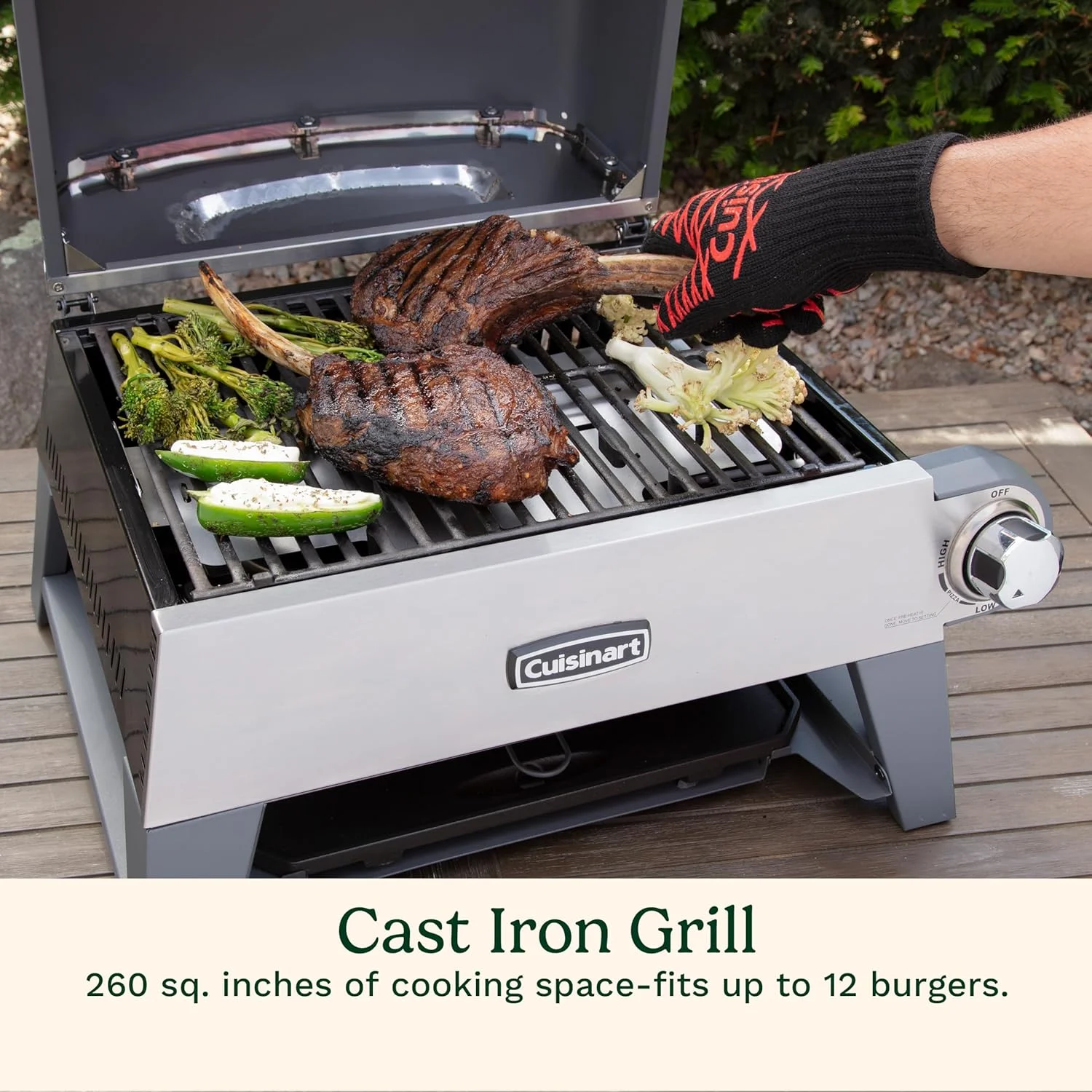 Cuisinart CGG-403 3-in-1 Grill, Griddle and Pizza Oven, Stainless Steel - Image 3