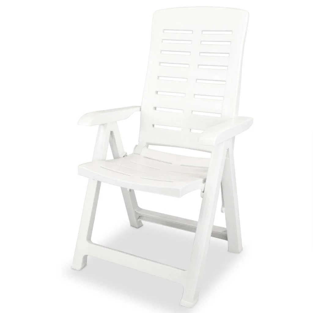 vidaXL Reclining Patio Chairs Outdoor Stack Dining Chair with Armrest Plastic - Image 13