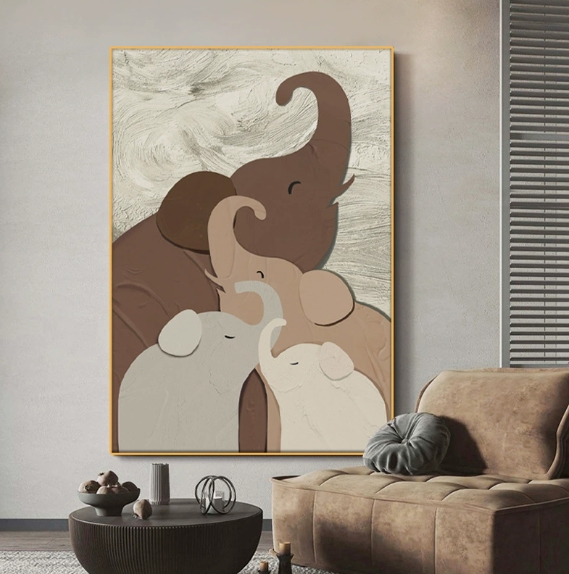 50x100cm Wabi-Sabi Style Framed Wall Art, Animal Pattern Crystal Porcelain Painting with Canvas Print, Aluminum Alloy & PS Frame for Home Decor