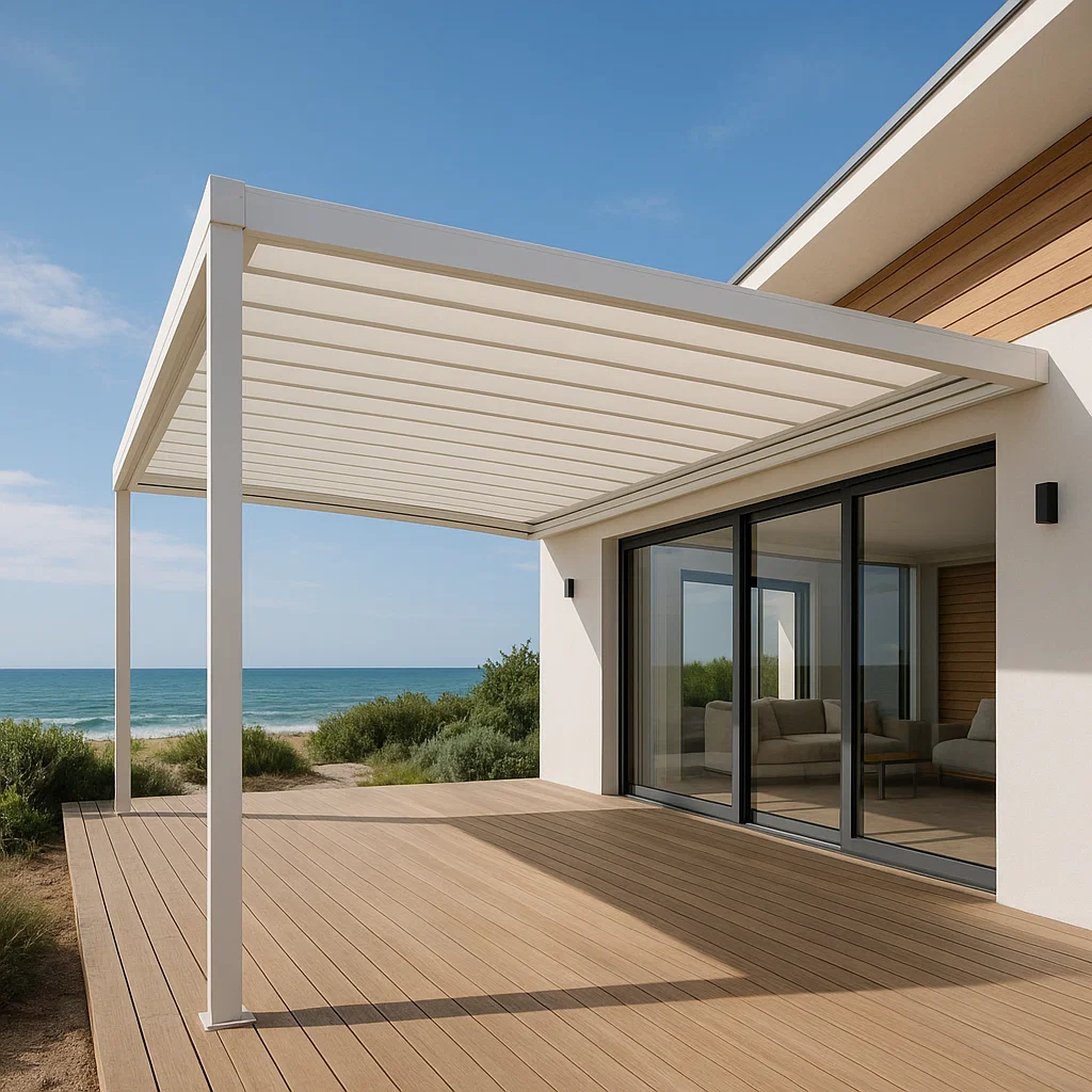 Pérgola metálica para jardín con toldo retráctil - Color blanco - para exterior - 400 cm largo x 400 cm alto x 250 cm profundo HNcwknT338RN