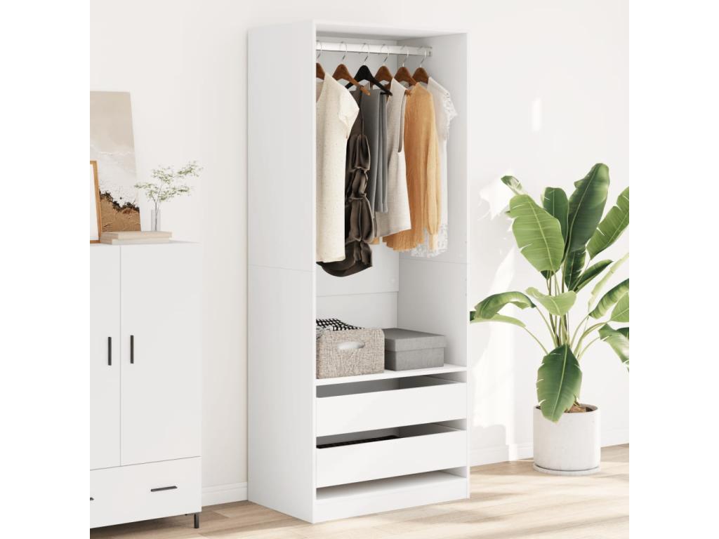Armario blanco 80x50x200 cm de madera contrachapada