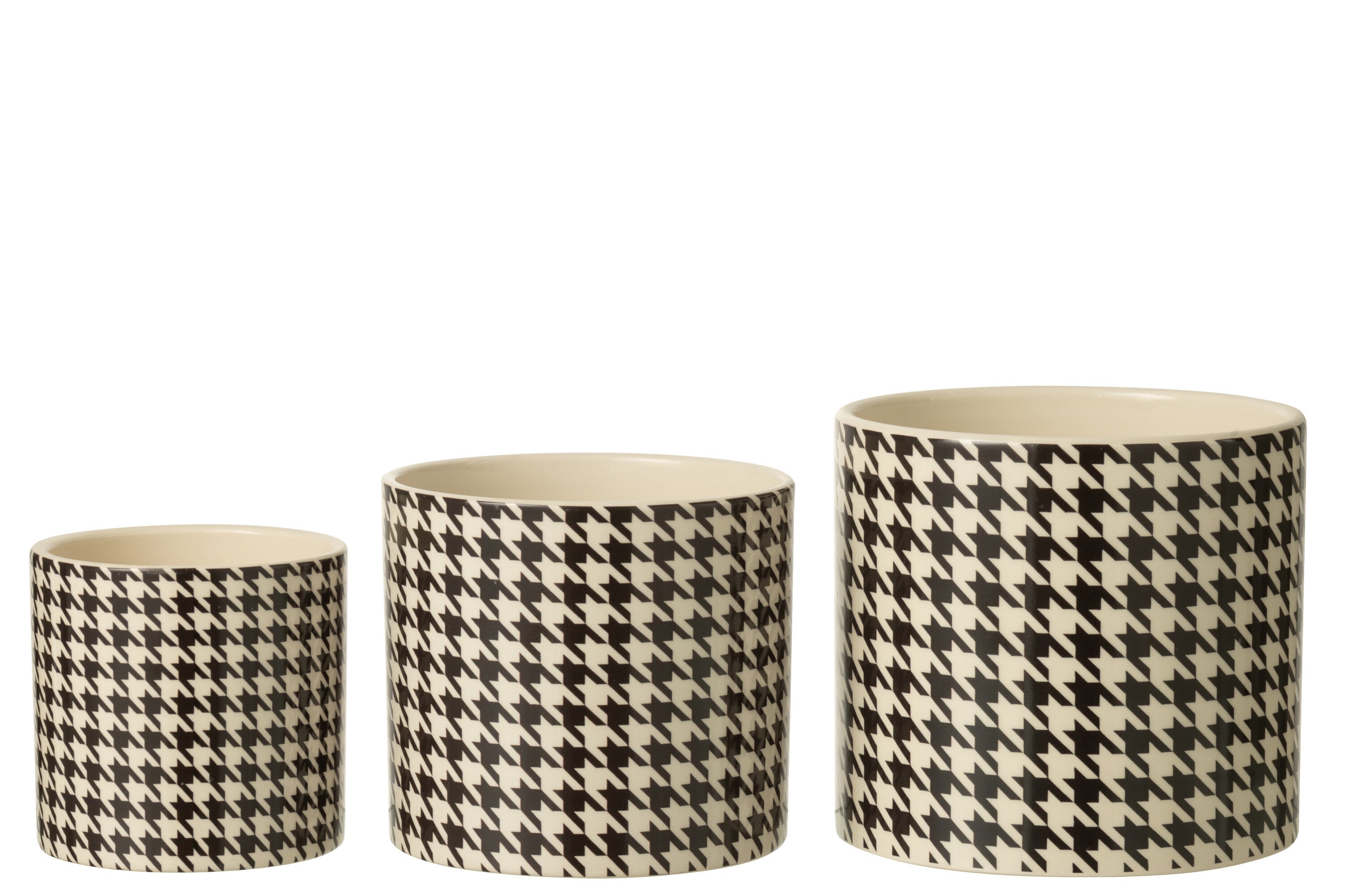 J-Line bloempot Pied-De-Poule - keramiek - wit zwart - large