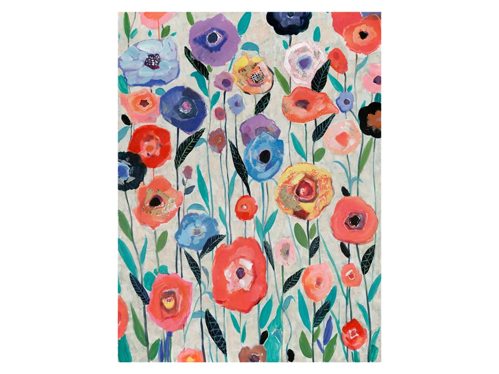 Cuadro Abstracto Laocacasas 90 x 120 cm Flores Multicolor Óleo sobre Lienzo