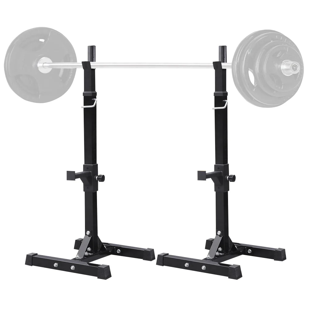 2 - Piece Adjustable Squat Stand Rack or Barbell Free Press Bench, Black