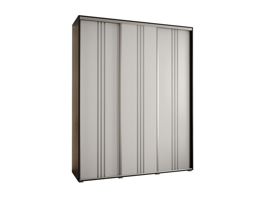 ARMARIO DAVOS 6 DE PUERTAS CORREDERAS 235,2/200/60 3 puertas (Negro/Blanco/Plata)