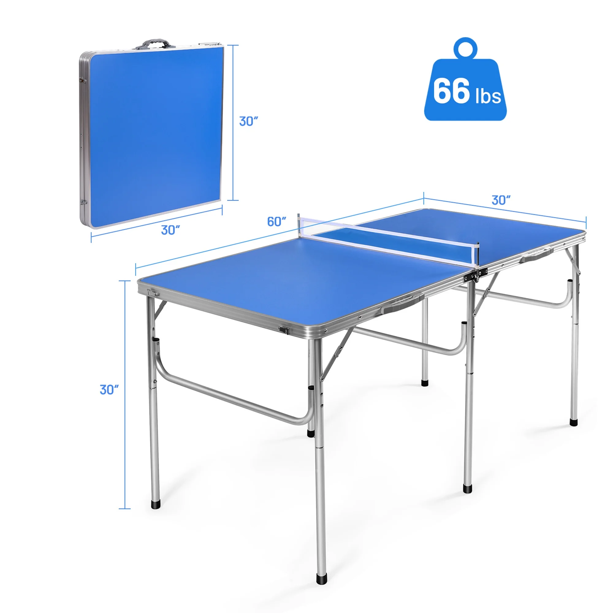 Gymax Folding Table Tennis Table Portable Ping Pong Table w/ 2 Paddles & 2 Balls - Image 2