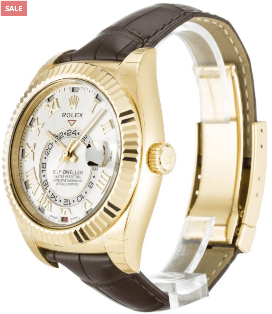 Best Replica Rolex Sky-Dweller Gold with Leather Strap