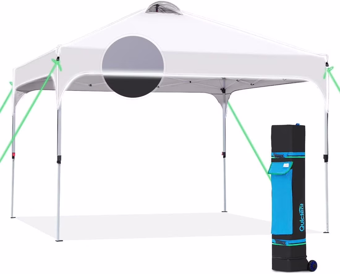 Quictent 10x10 Pop up Canopy TentPortable Instant Shelter with Vent, Ez up Canopy with Reflective Top and Fluorescent Rope