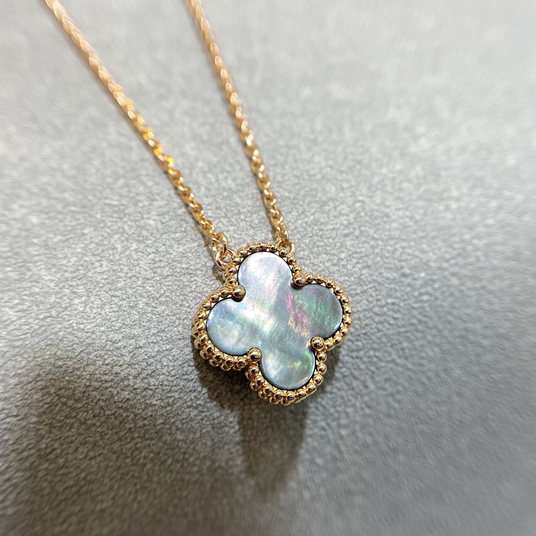 VCA Rose Gold Gray Mother of Pearl Clover Pendant Necklace - Original Replica Club