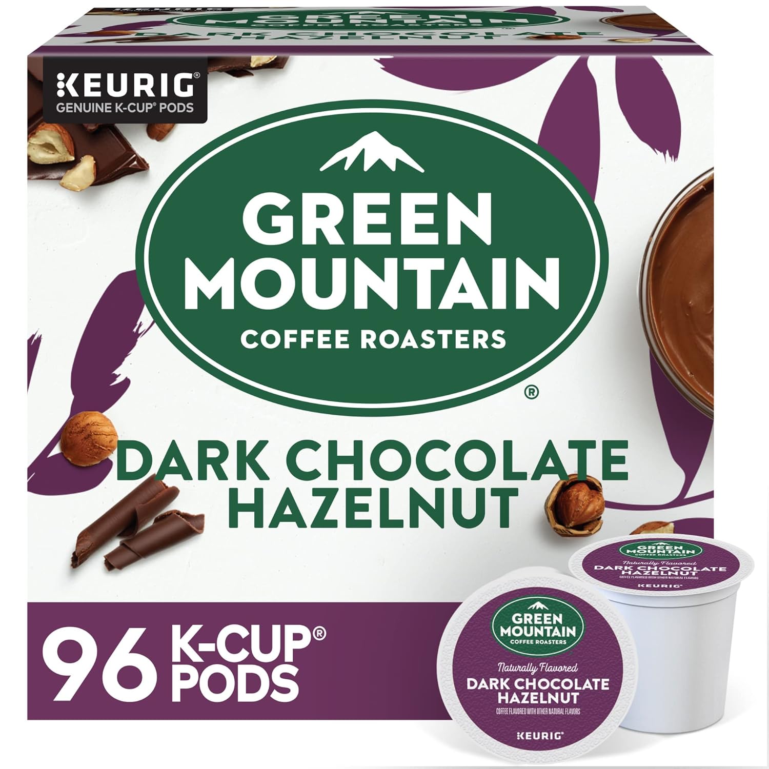 Green Mountain Coffee Roasters Dark Chocolate Hazelnut Coffee. Keurig Single Serve K-Cup Pods. 96 Count
